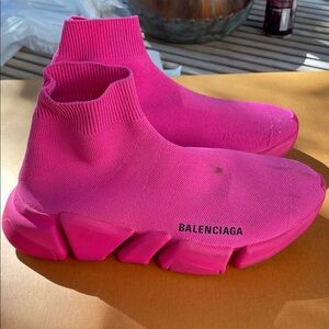 Balenciaga Women's Vibrant Pink Sock Sneakers